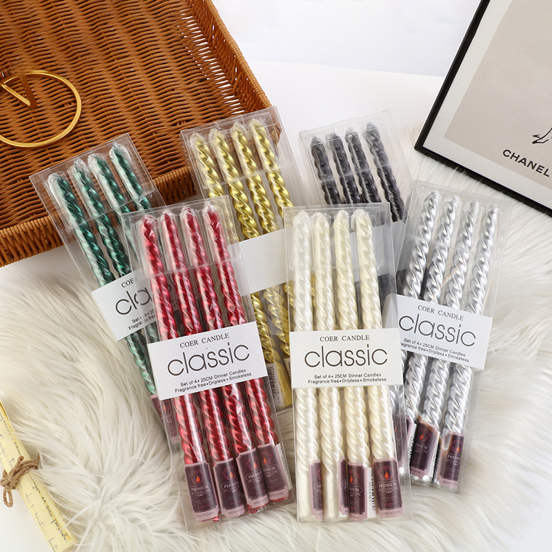 Silk Candle - Candele a candeliere filettate colorate a