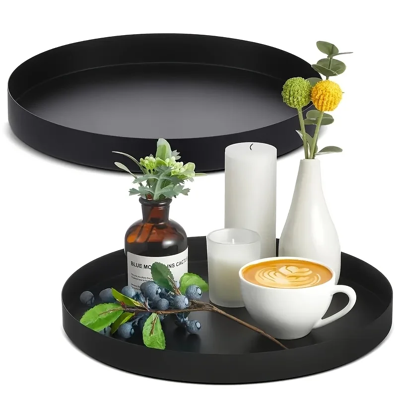 Silk Candle - Vassoio circolare moderno in ABS nero